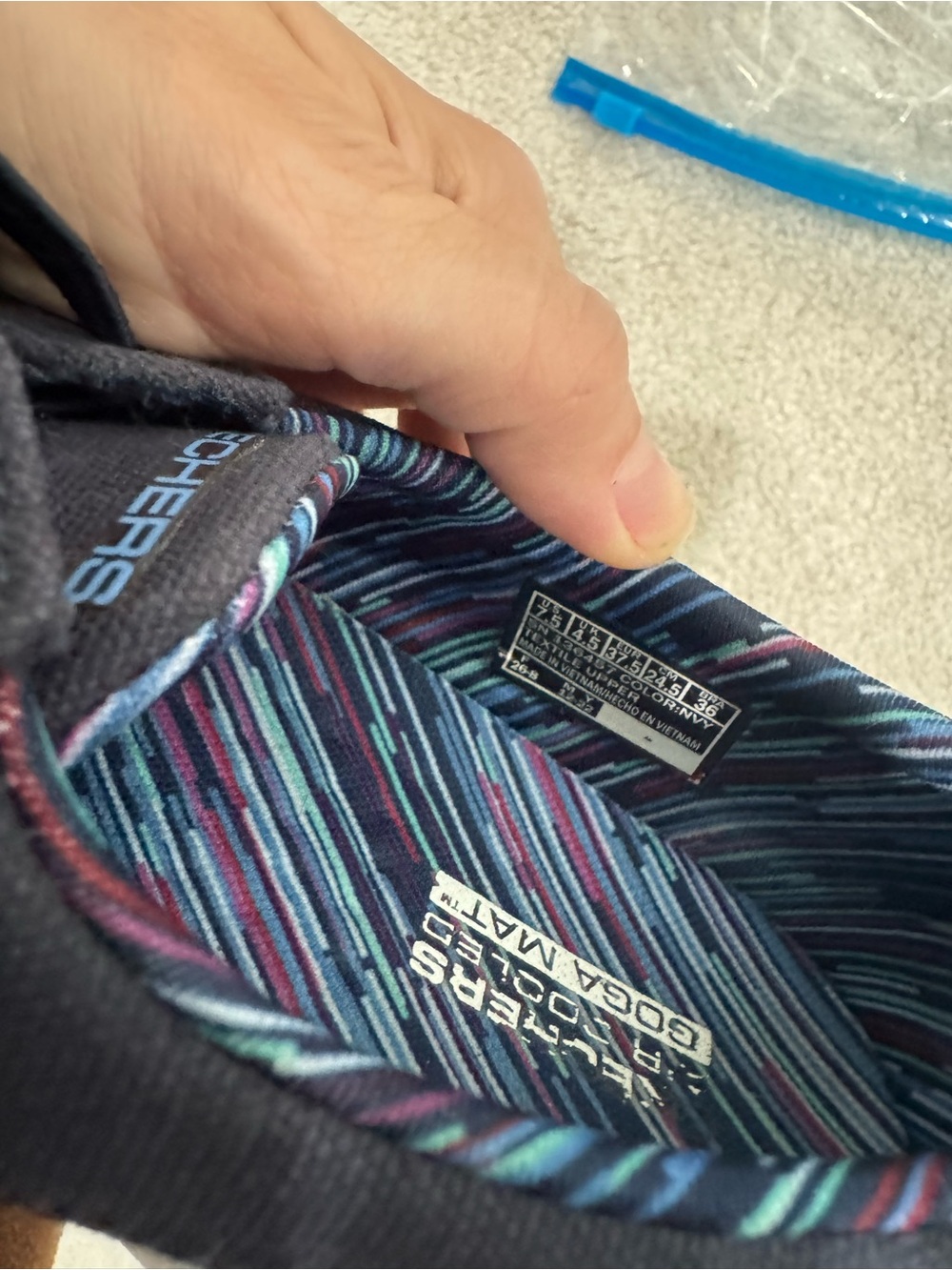 Skechers Navy Canvas Boat Shoes with Patterned Insole - Picture 5 of 6